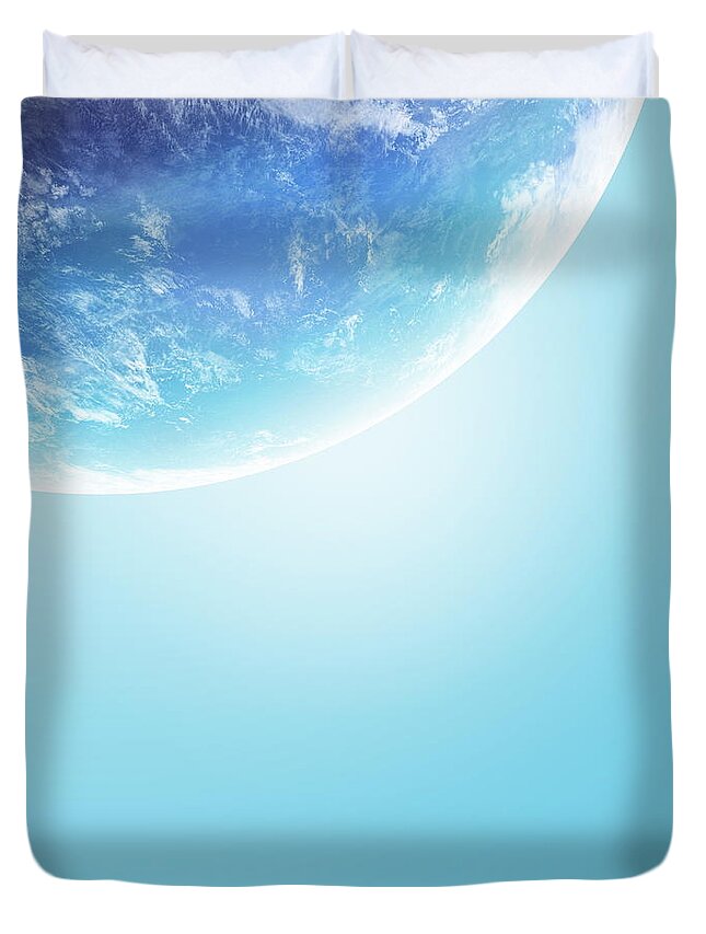 Globe Duvet Cover featuring the photograph The Earth, Computer Graphic, Blue #1 by Vgl/amanaimagesrf
