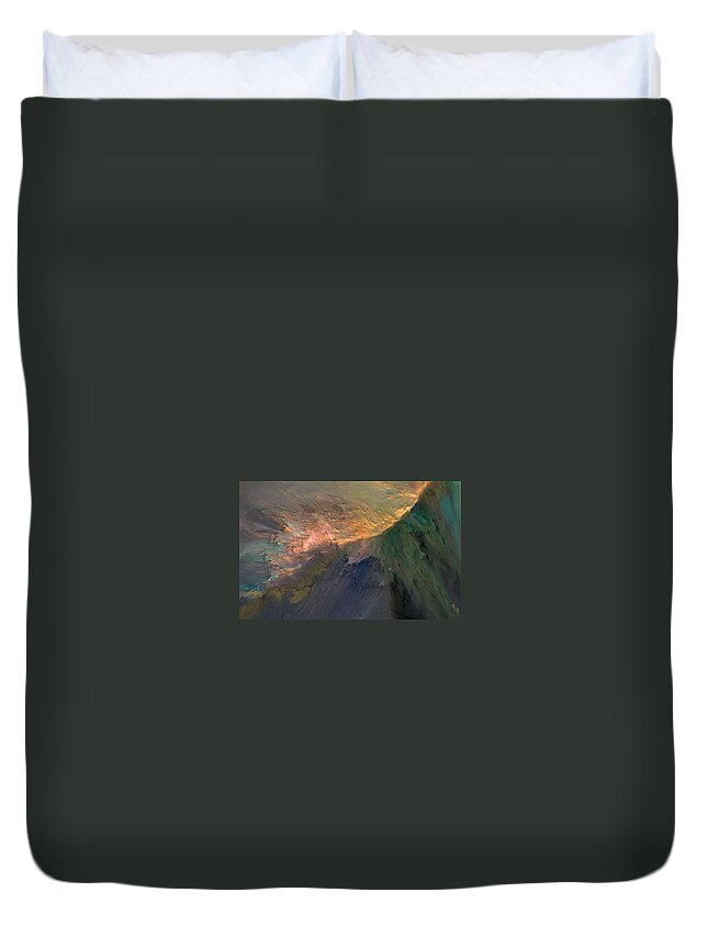 Globe Duvet Cover featuring the painting The Hills are Colorful in Juventae Chasma #1 by Celestial Images