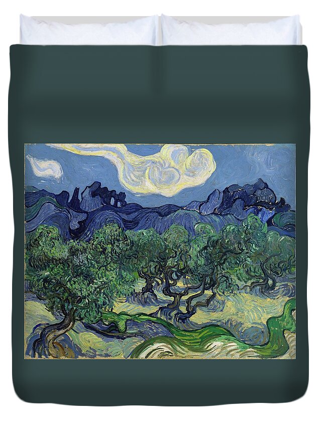 Olive Trees Duvet Cover featuring the painting The Olive Trees by Vincent Van Gogh