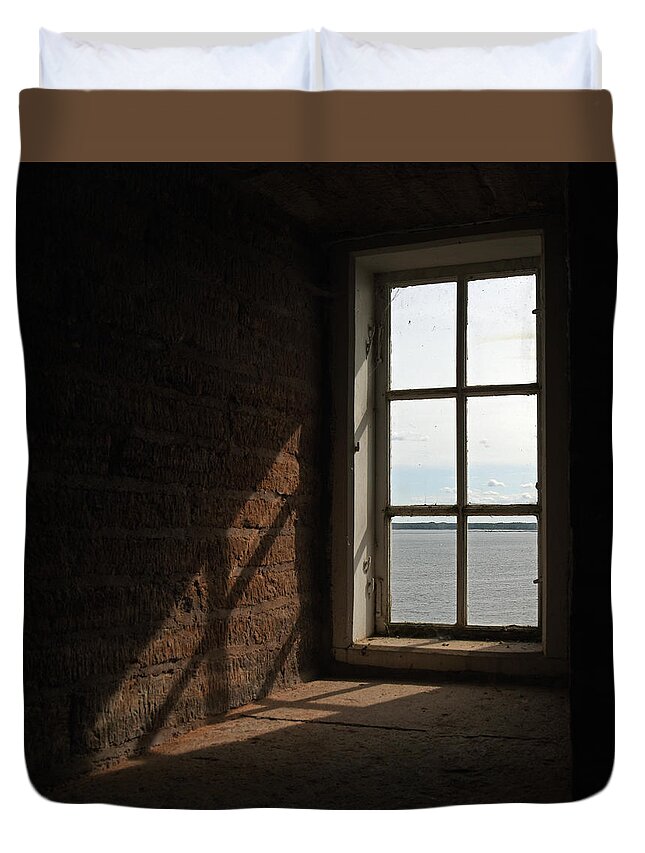 Sweden Duvet Cover featuring the pyrography The window #1 by Magnus Haellquist