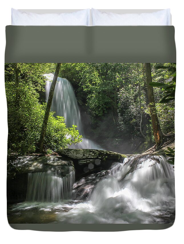 Upper Catawba Falls Duvet Cover featuring the photograph Upper Catawba Falls #2 by Chris Berrier