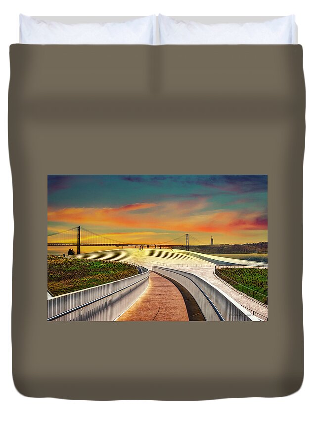 Ponte Duvet Cover featuring the photograph Ponte 25 de Abril by Micah Offman