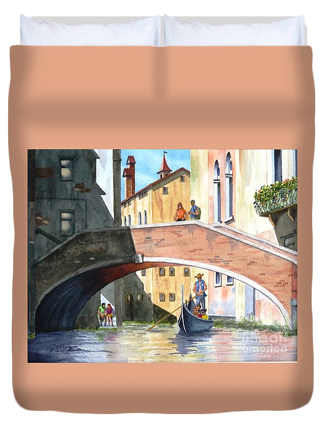 Venicew Duvet Cover featuring the painting Venice #1 by Joseph Burger