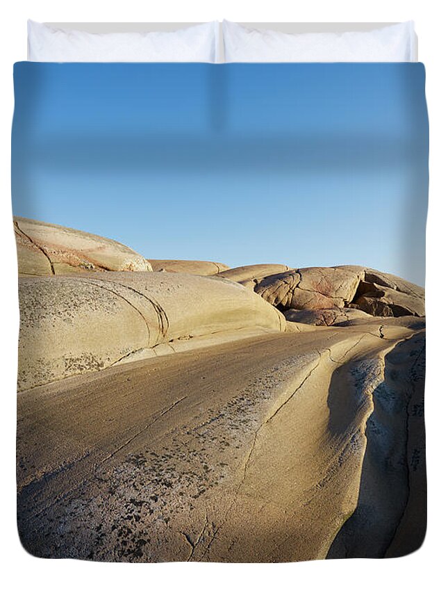 Scenics Duvet Cover featuring the photograph View Of Rocky Coastline #1 by Johner Images