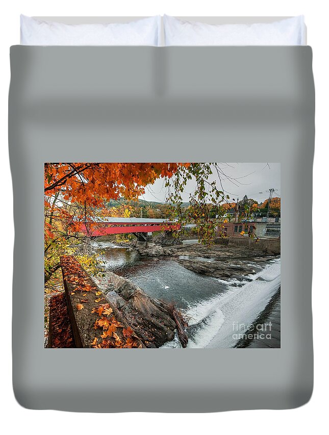 River Duvet Cover featuring the photograph Water Over the Dam #1 by Steve Brown