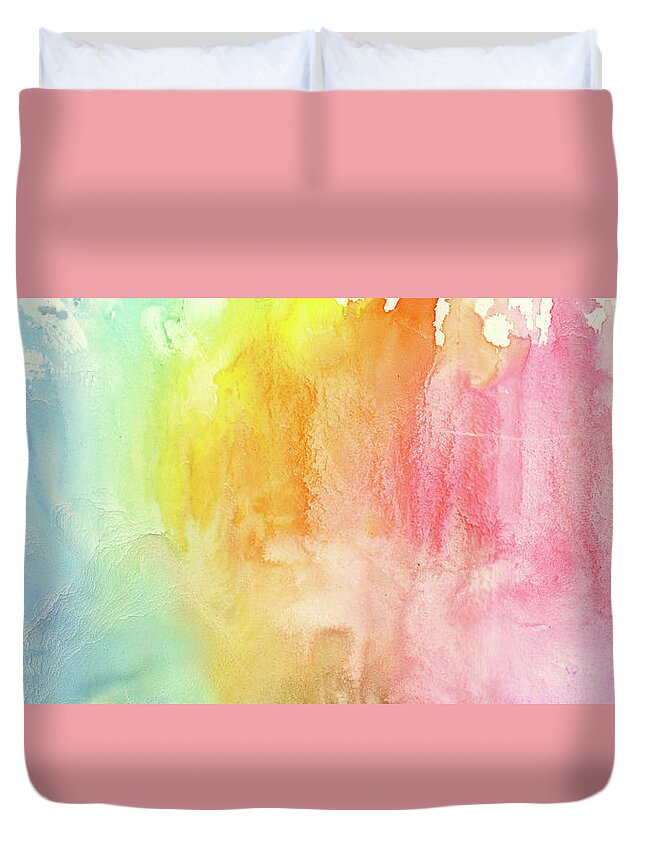 Watercolor Painting Duvet Cover featuring the photograph Watercolor Rainbow Painting #1 by Jusant