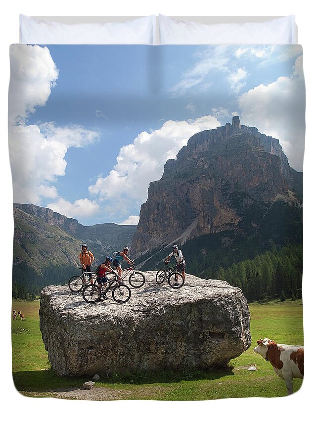 Scenics Duvet Cover featuring the photograph Witnessed By A Cow, Four Mountain #1 by Menno Boermans