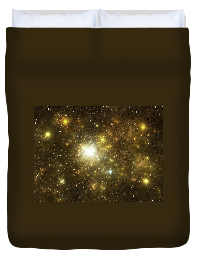 Dust Duvet Cover featuring the photograph Yellow Galaxy #1 by Sololos