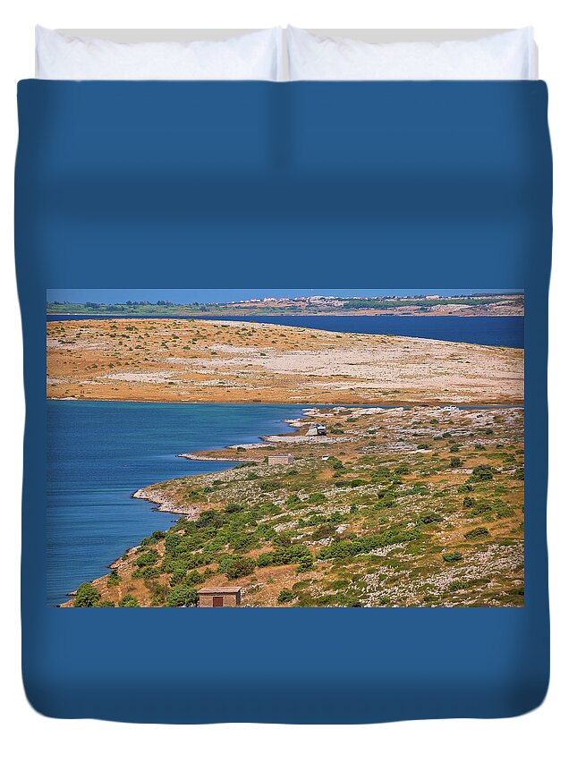 Croatia Duvet Cover featuring the photograph Zadar area stone desert scenery near Zecevo island #1 by Brch Photography