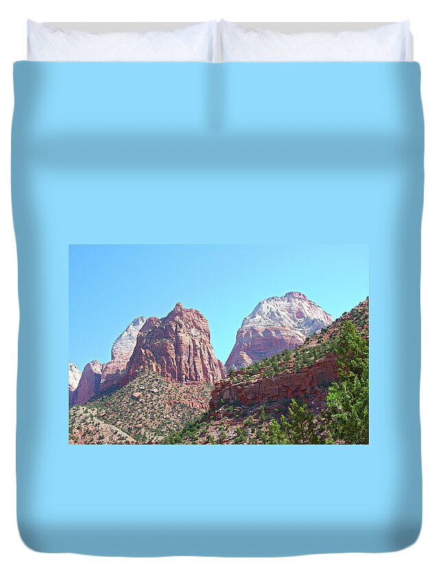 Scenics Duvet Cover featuring the photograph Zion National Park, Utah, Usa #1 by Nimu1956