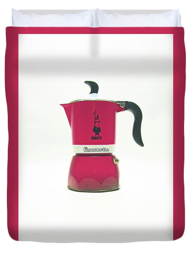 Cafetiere Duvet Cover featuring the photograph 10-05-19 STUDIO. Red Cafetiere. by Lachlan Main
