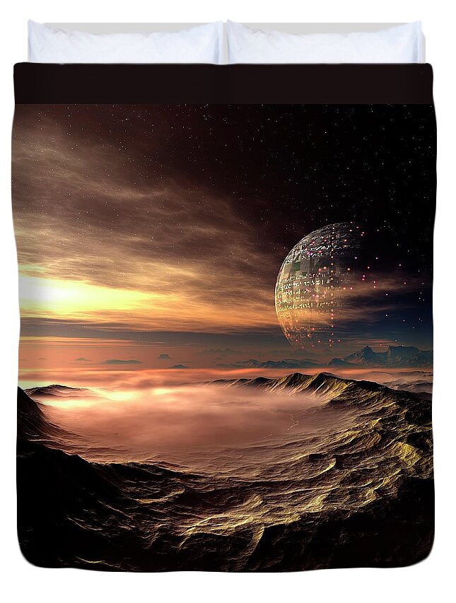Concepts & Topics Duvet Cover featuring the digital art Alien Planet, Artwork #10 by Mehau Kulyk