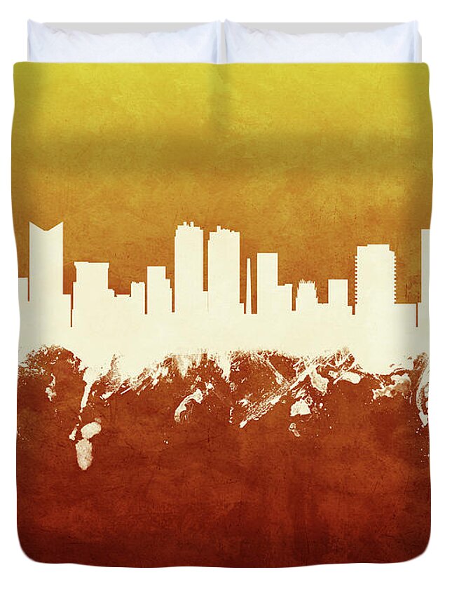 Fort Worth Duvet Cover featuring the digital art Fort Worth Texas Skyline #10 by Michael Tompsett