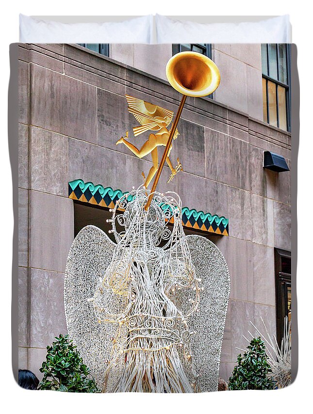 Estock Duvet Cover featuring the digital art Ornaments, Rockefeller Center Nyc #10 by Lumiere