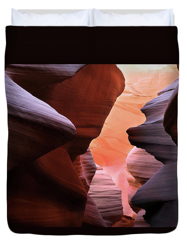 Antelope Canyon Duvet Cover featuring the photograph Abstract Sandstone Sculptured Canyon #11 by Mitch Diamond