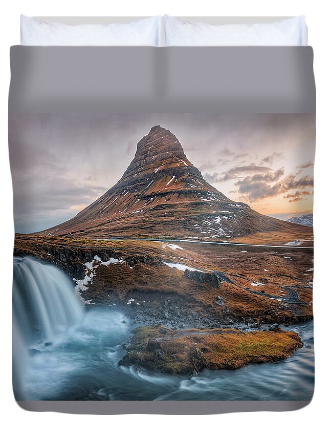 Kirkjufell Duvet Cover featuring the photograph Kirkjufell - Iceland #11 by Joana Kruse