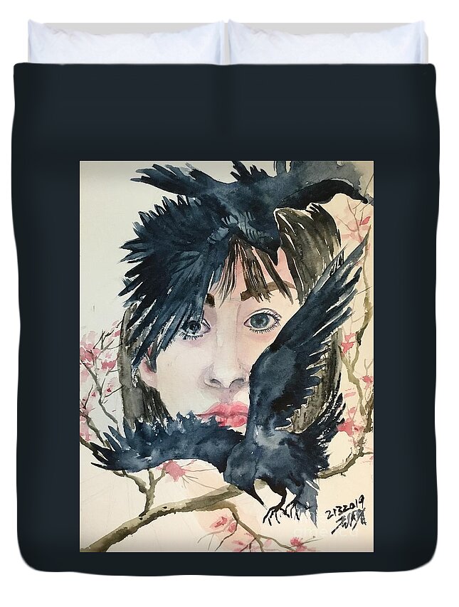 1102019 Duvet Cover featuring the painting 1102019 by Han in Huang wong