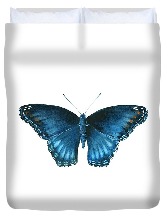 Blue Butterfly Duvet Cover featuring the painting 113 Brenton Blue Butterfly by Amy Kirkpatrick