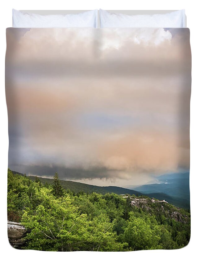 Light Duvet Cover featuring the photograph Rough Ridge Overlook Viewing Area Off Blue Ridge Parkway Scenery #12 by Alex Grichenko