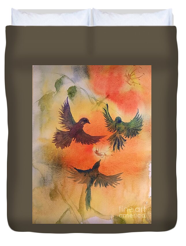 1232019 Duvet Cover featuring the painting 1232019 by Han in Huang wong