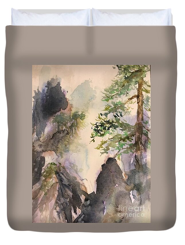 1352019 Duvet Cover featuring the painting 1352019 by Han in Huang wong