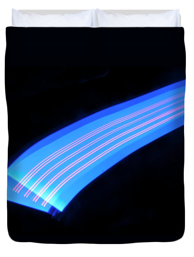 Black Background Duvet Cover featuring the photograph Abstract Light Trails And Streams #14 by John Rensten
