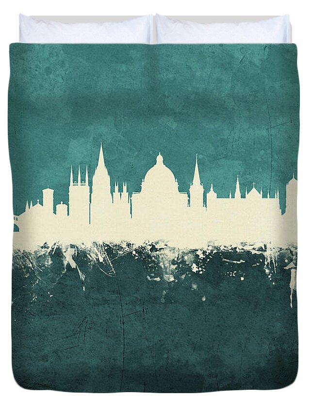 Oxford Duvet Cover featuring the digital art Oxford England Skyline by Michael Tompsett