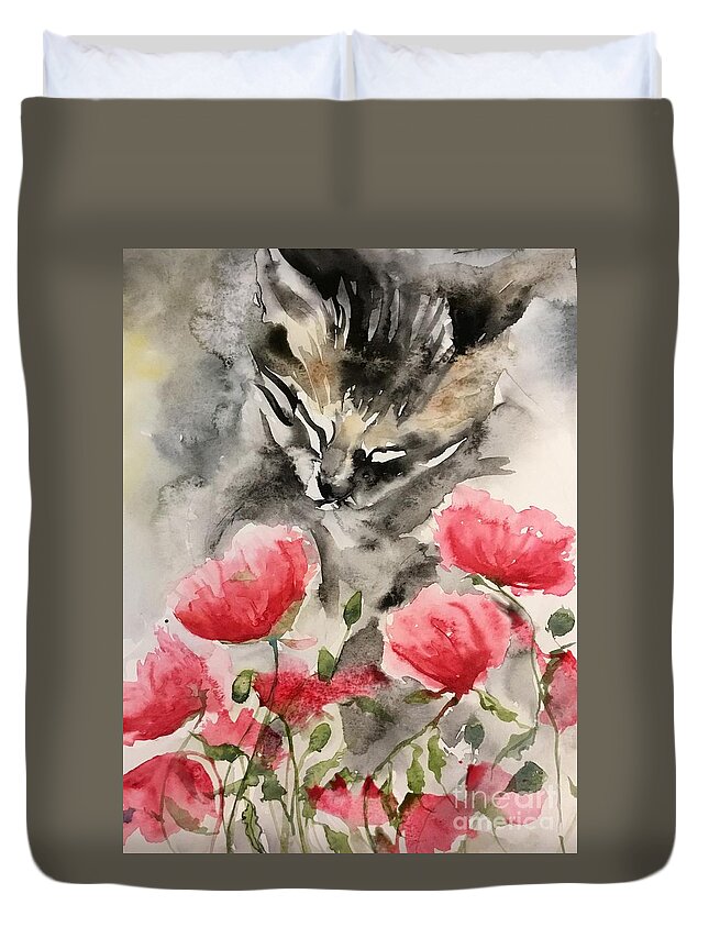1462019 Duvet Cover featuring the painting 1462019 by Han in Huang wong