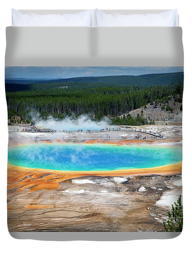 Grand Duvet Cover featuring the photograph 1485 Grand Prismatic Spring by Steve Sturgill