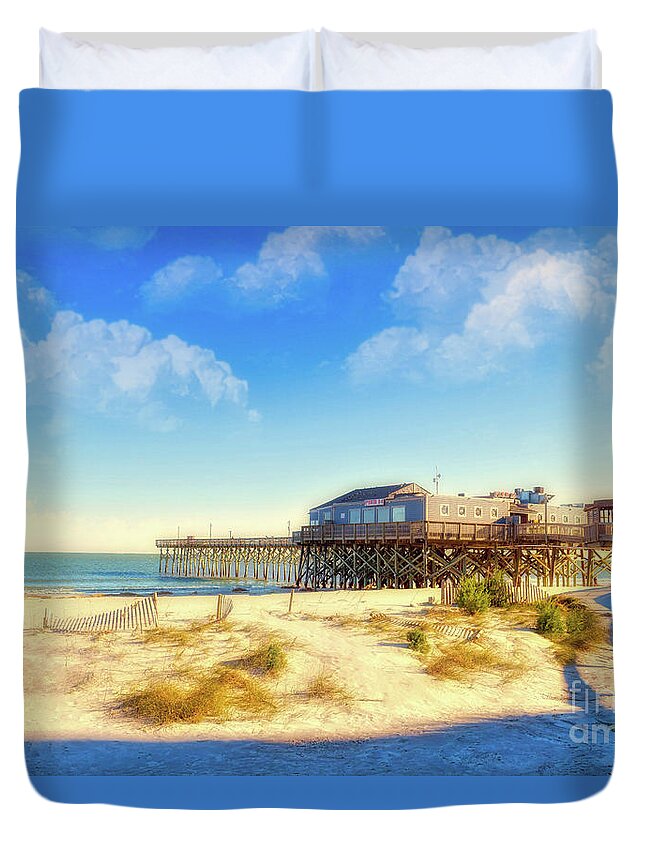 Beach Scenes Duvet Cover featuring the photograph 14th Avenue Pier by Kathy Baccari