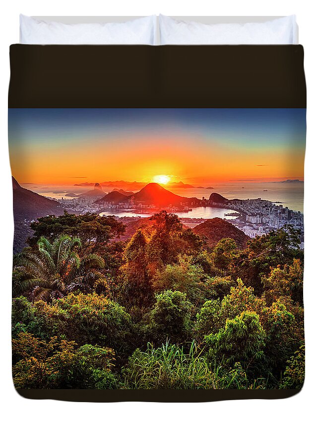 Estock Duvet Cover featuring the digital art Cityscape, Rio De Janeiro, Brazil #15 by Antonino Bartuccio