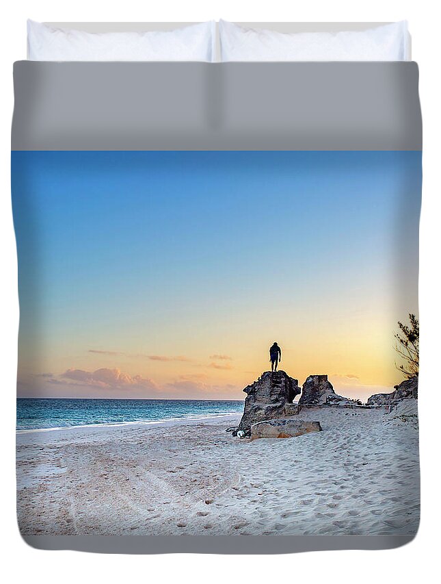 Estock Duvet Cover featuring the digital art Elbow Beach, Bermuda #16 by Lumiere