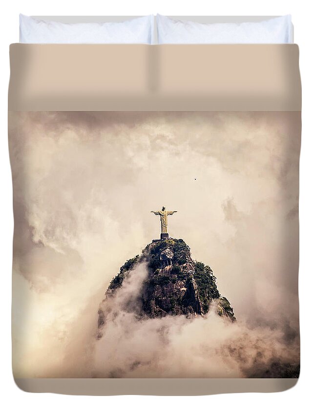 Estock Duvet Cover featuring the digital art Rio De Janeiro, Corcovado, Brazil #16 by Antonino Bartuccio