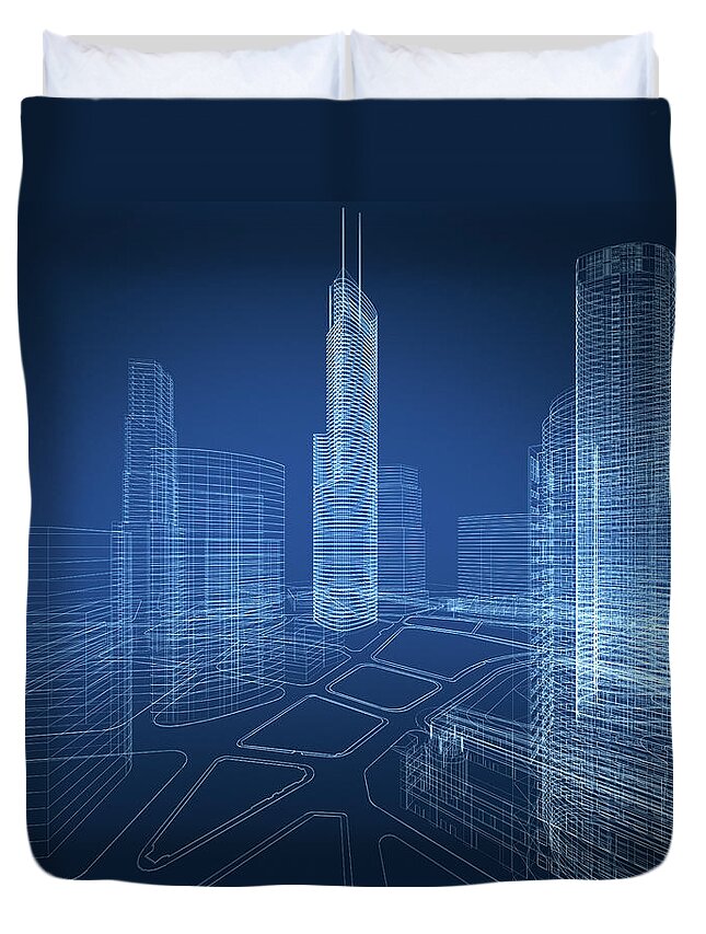Plan Duvet Cover featuring the photograph 3d Architecture Abstract #17 by Nadla