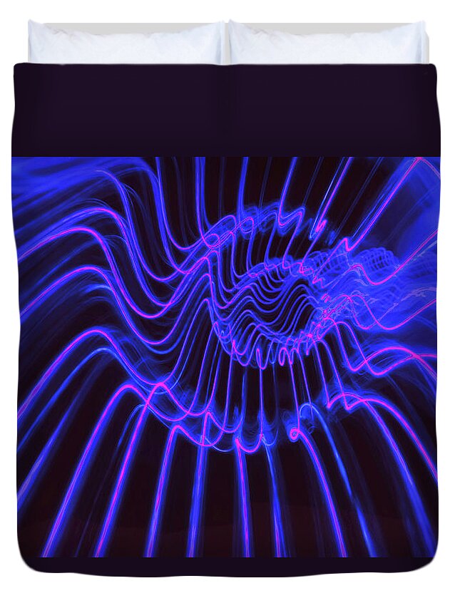Purple Duvet Cover featuring the photograph Abstract Light Trails And Streams #18 by John Rensten