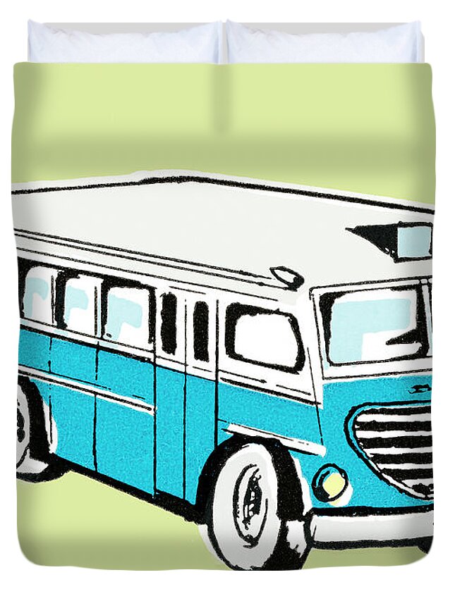 Bus Duvet Cover featuring the drawing Bus #18 by CSA Images