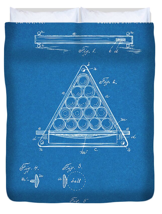 Art & Collectibles Duvet Cover featuring the drawing 1891 Billiard Ball Rack Patent Print Blueprint by Greg Edwards