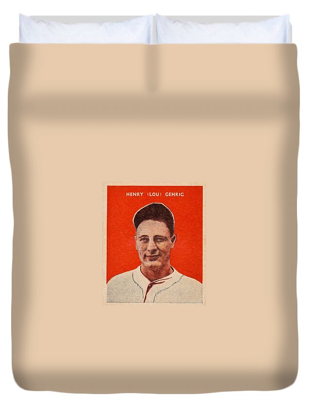 Man Duvet Cover featuring the painting 1932 U.S. Caramel Lou Gehrig by Celestial Images
