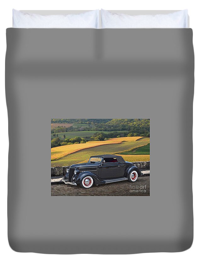 Customized Duvet Cover featuring the photograph 1936 Ford Cabriolet by Ron Long