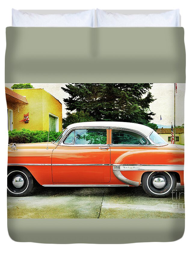 Auto Duvet Cover featuring the photograph 1954 Belair Chevrolet 2 by Craig J Satterlee