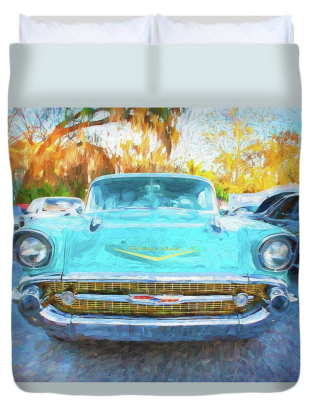 1957 Chevrolet Bel Air Duvet Cover featuring the photograph 1957 Chevrolet Bel Air 101 by Rich Franco