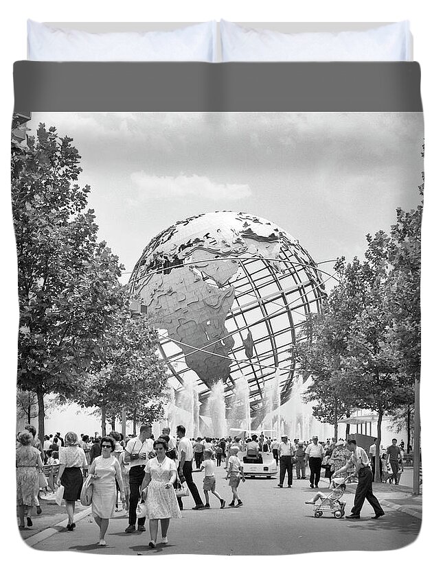 Photography Duvet Cover featuring the photograph 1960s 1964 Unisphere New York Worlds by Vintage Images