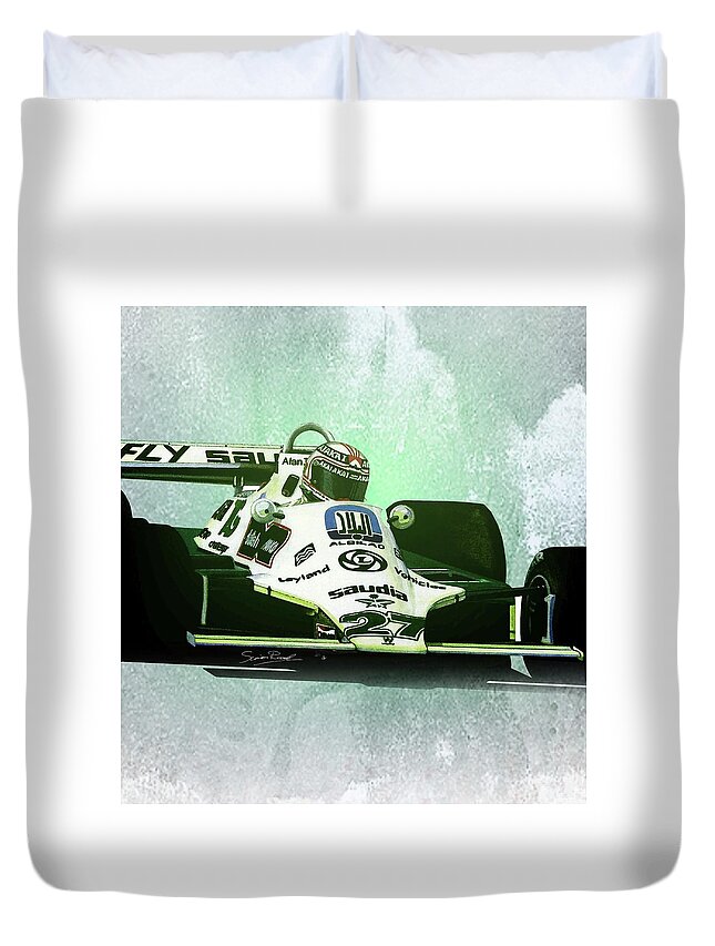 Art Duvet Cover featuring the painting 1980 Williams FW07B by Simon Read