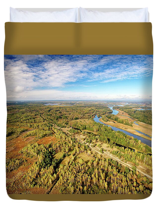 Disk0969 Duvet Cover featuring the photograph Aerial Of Pripyat River, Ukraine #2 by James Christensen