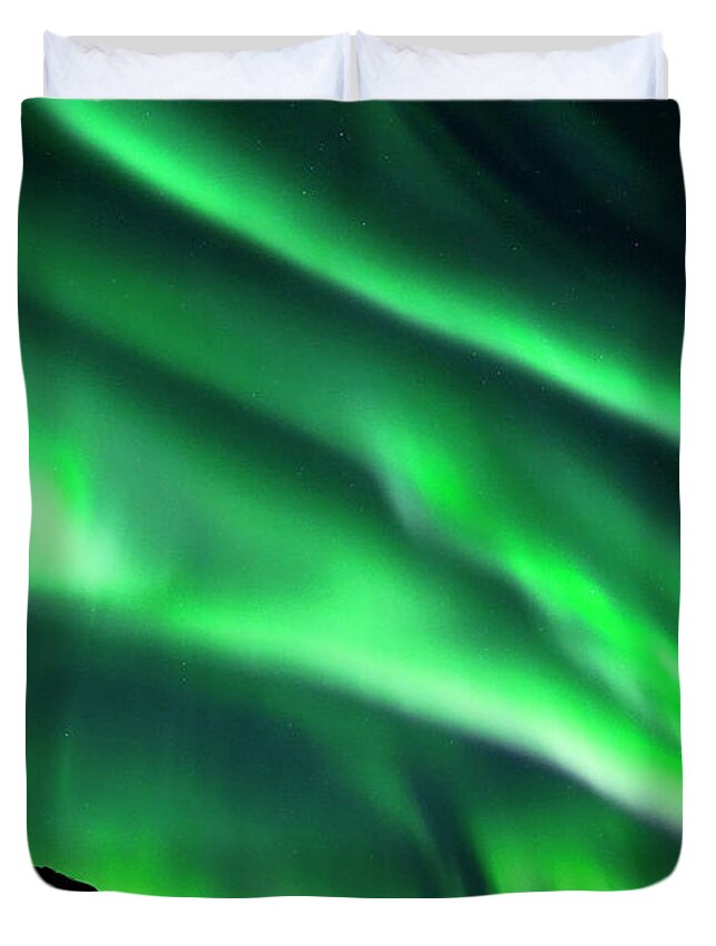 00564079 Duvet Cover featuring the photograph Aurora Borealis Over Norway #2 by Hiroya Minakuchi