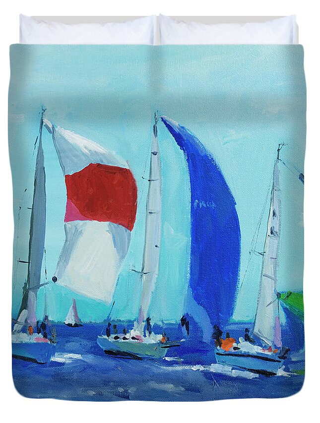 Coastal Duvet Cover featuring the painting Chutes #2 by Curt Crain