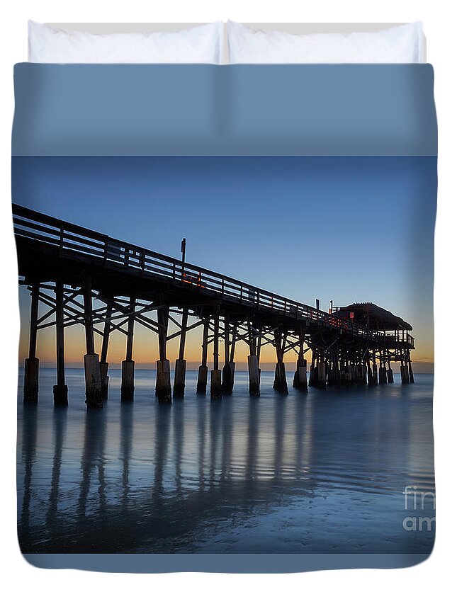 Sunrise Duvet Cover featuring the photograph Cocoa Beach Pier #2 by Brian Kamprath