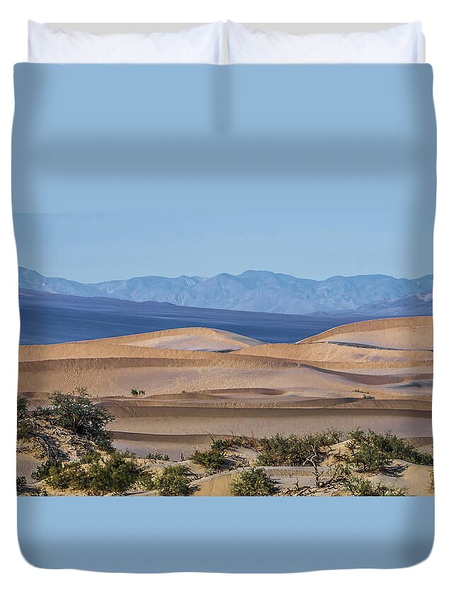 Sky Duvet Cover featuring the photograph Death Valley National Park Sand Dunes At Sunset #2 by Alex Grichenko