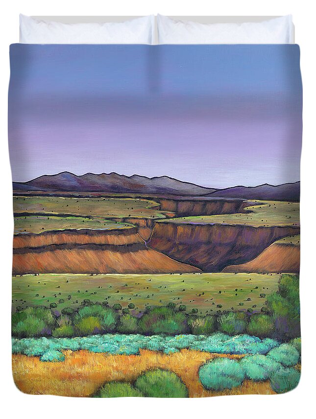 New Mexico Duvet Cover featuring the painting Desert Gorge #2 by Johnathan Harris