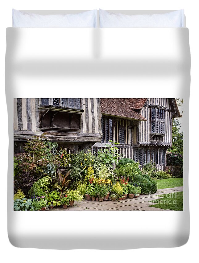 Golden Duvet Cover featuring the photograph Great Dixter House and Gardens #1 by Perry Rodriguez